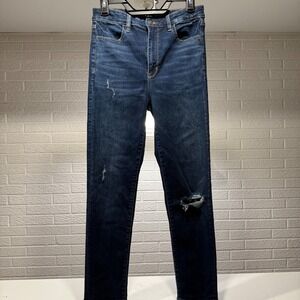 American Eagle Outfitters Women's High Waisted Ripped‎ Skinny Jeans Dark Wash 8